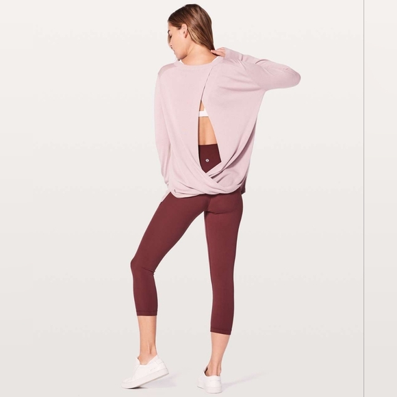 Lululemon Bring It Backbend Sweater Women 10 Pullover Pink Cashmere Open Back - Picture 2 of 15